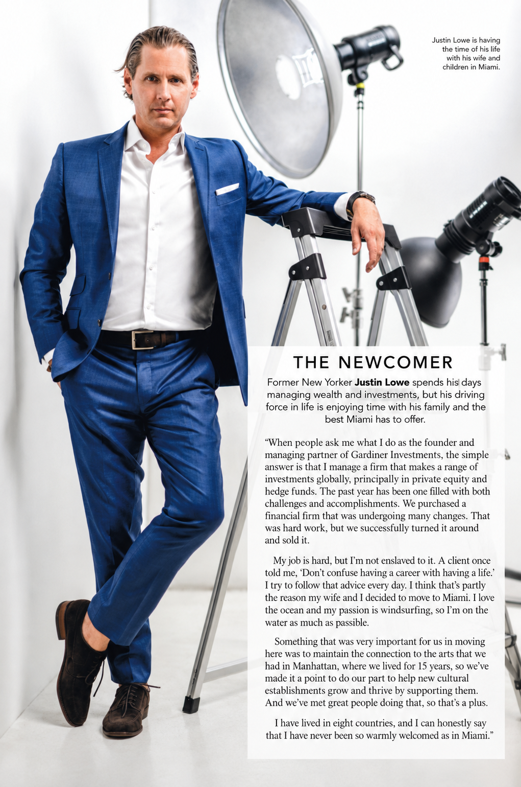 Miami Magazine — The Newcomer, Men of the Moment 2017, featuring Justin Lowe